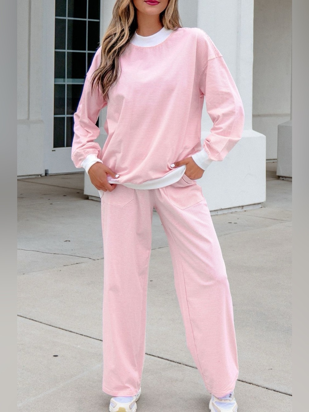 Striped Long Sleeve Top and Pants Set - Picture 4 of 16